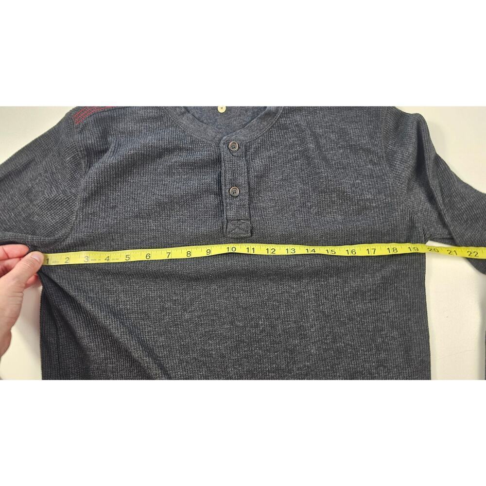 G.H. Bass & Co Mens Thermal 3 Button Henley Shirt M Waffle Knit Gray minimalist - Picture 6 of 7
